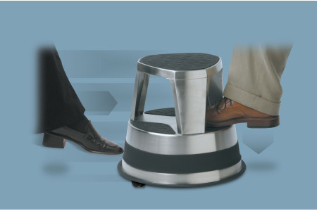 BLACKCOMB Stainless Steel Rolling Step Stool