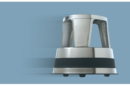 BLACKCOMB Stainless Steel Rolling Step Stool
