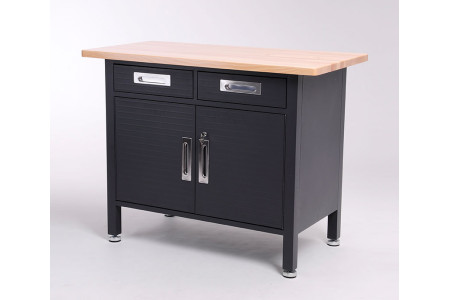 BLACKCOMB 2-Drawer Hardwood top Work & Storage Centre, Graphite